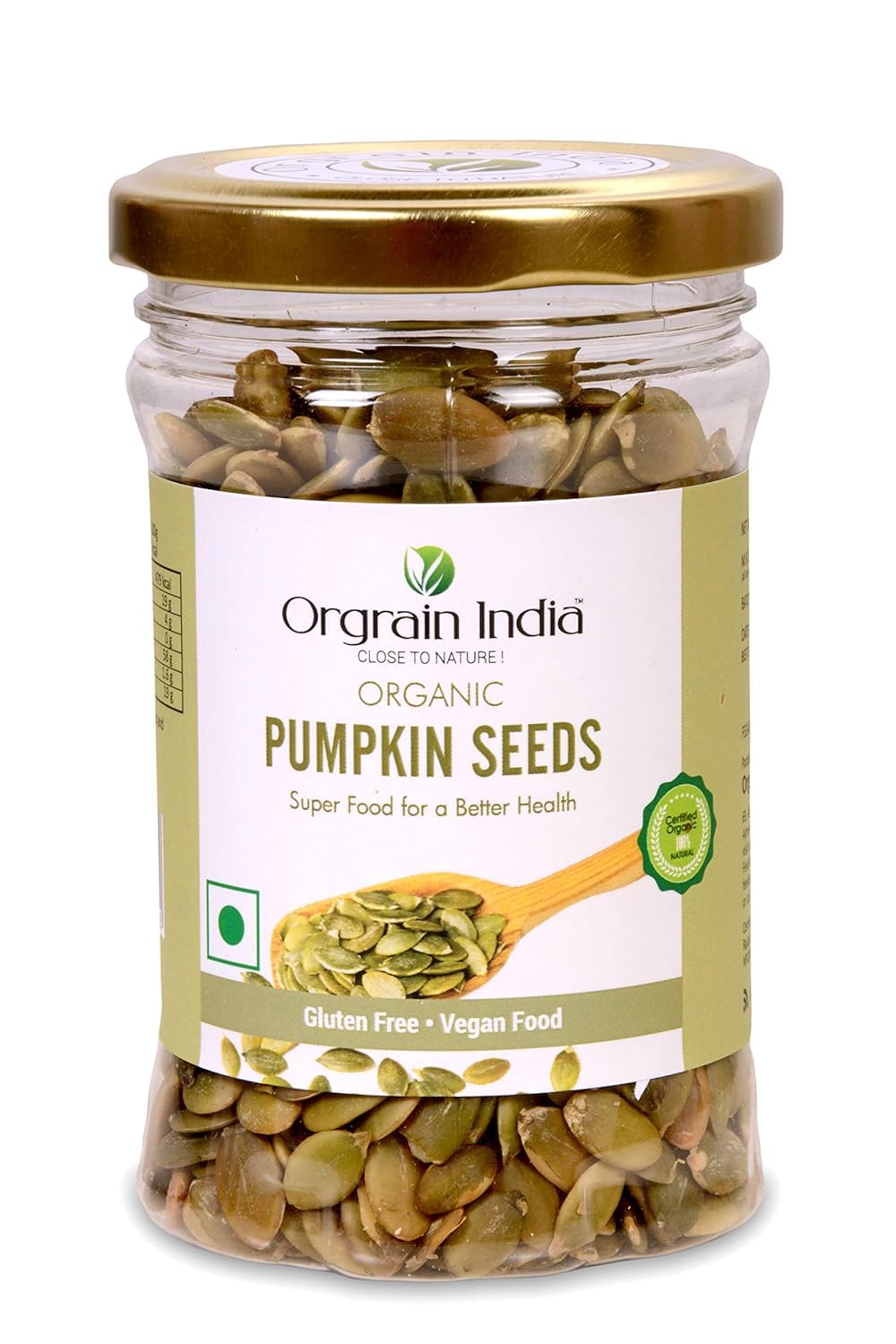 Orgrain India Certified Organic Pumpkin Seeds (Pack of 2)