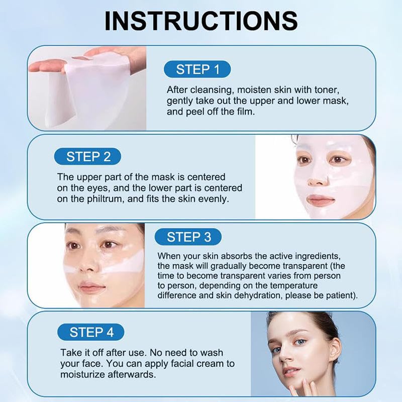 QERINKLE Pack Of 2 Bio-Collagen Overnight Face Mask|Korean Glass Skin Hydrogel Mask For Deep Hydration, Pigmentation, Anti-Aging & Pore Minimizing|Hyaluronic Acid, Niacinamide, Vitamin E & Centella
