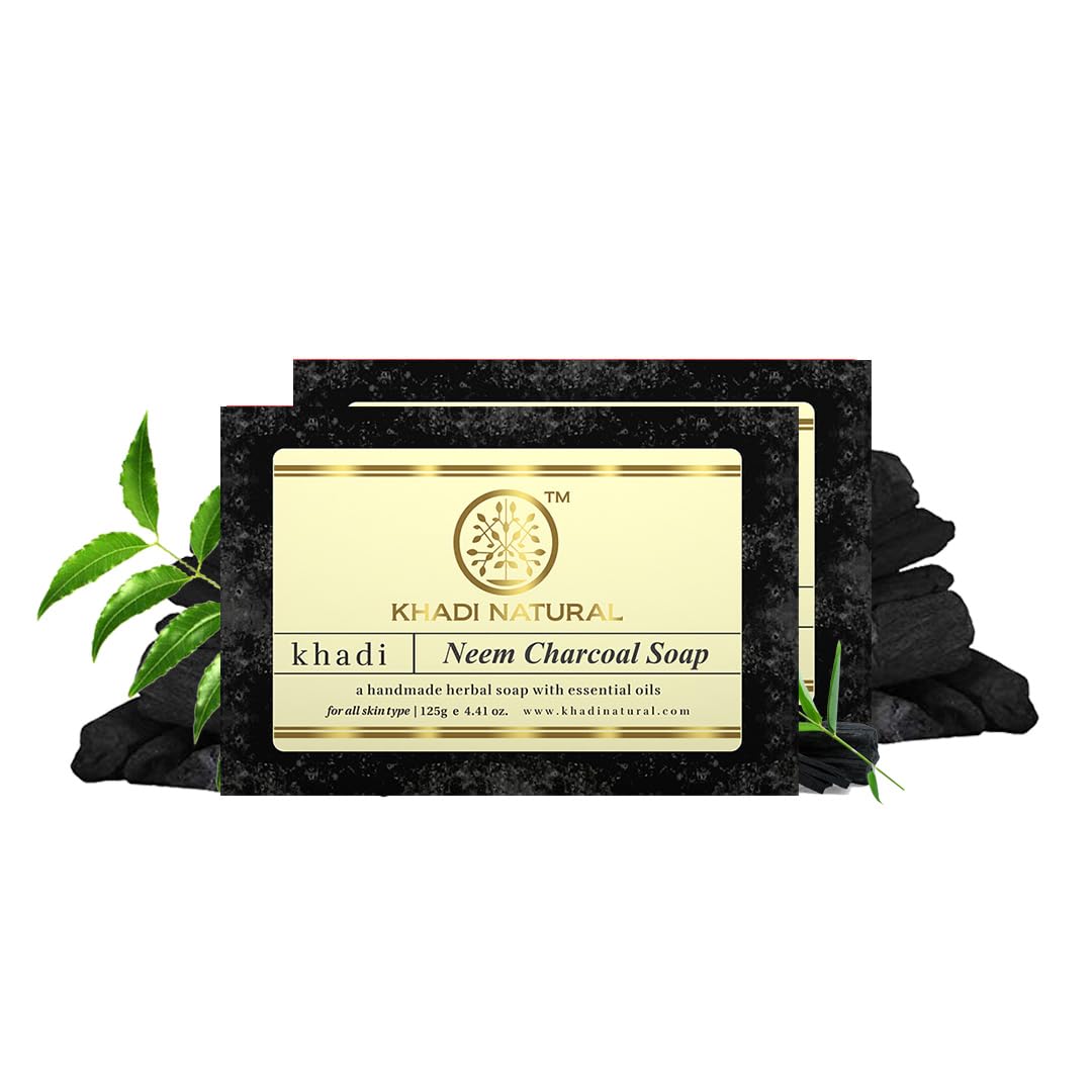 Khadi Natural Herbal Neem Charcoal Soap | Herbal Soap for Removing Impurities | Skin Detoxifying Bathing Soap | Suitable for All Skin Types |Pack of 2 | (125 * 2) (2050gm)