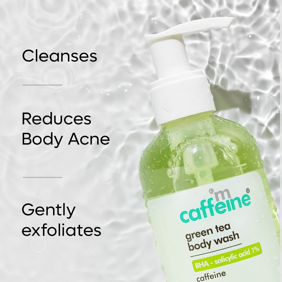mCaffeine 1% Salicylic Acid Body Wash for Acne & Dark Spots | BHA Body Wash for Body & Back Acne | Shower Gel | Daily Use Shower Gel for Men & Women - 200ml