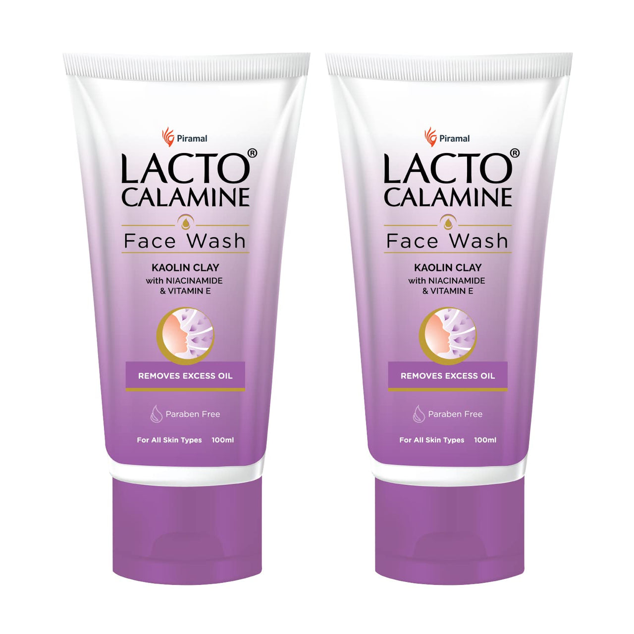 Lacto Calamine Face Wash For Oily Skin |100ml each- Pack of 2 | Kaolin Clay, Niacinamide & Vitamin E | Facewash Reduces Excess Oil, Controls Pimples, Blackheads & Whiteheads |Face wash For Women & Men
