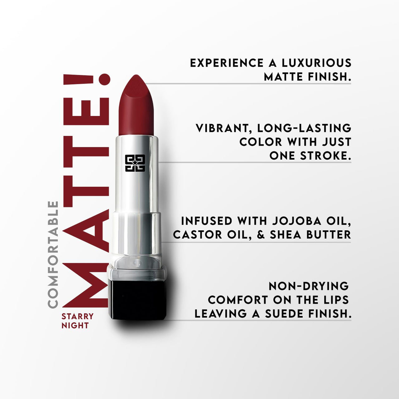 STARSTRUCK BY SUNNY LEONE Matte Lipstick- Maroon Lipstick- Starry Night 4.2 gm| Lipsticks for Women | Long Lasting Lipstick for Women | Makeup Lipsticks | Waterproof Lipstick | Smudge Proof Lipstick