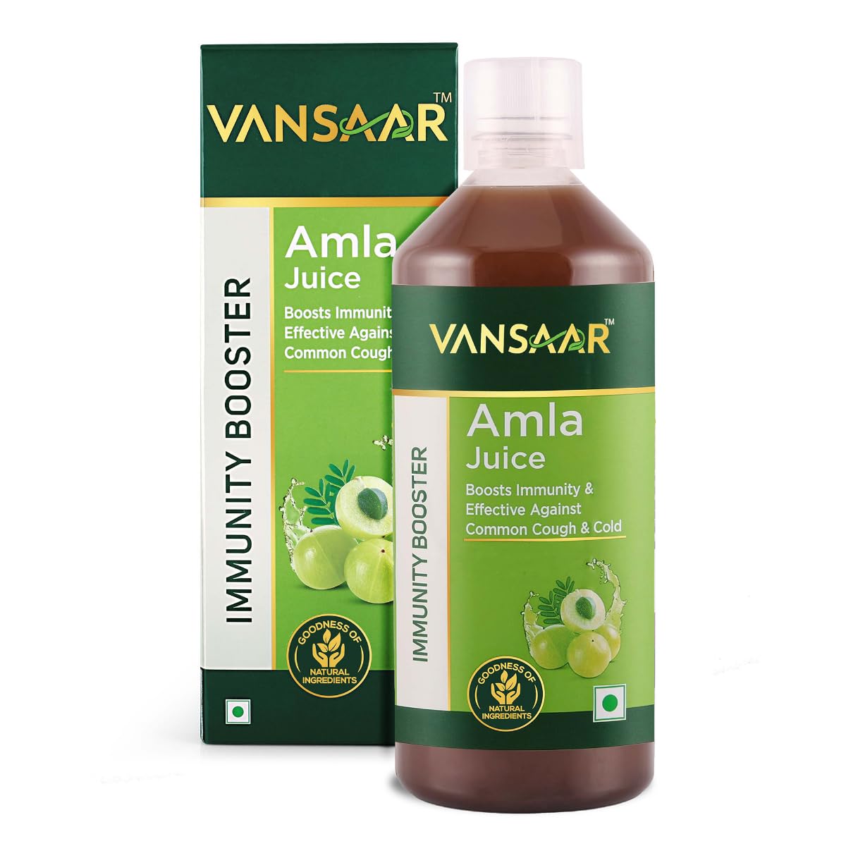 Vansaar Ayurvedic Tangy Amla Juice - 1L | 100% Cold Pressed Wild Amlas Rich In Vitamin C Sourced from Pratapgarh | Farm to Bottle in 12 Hours | 75 Pure Amlas for Hair Growth & Detoxification