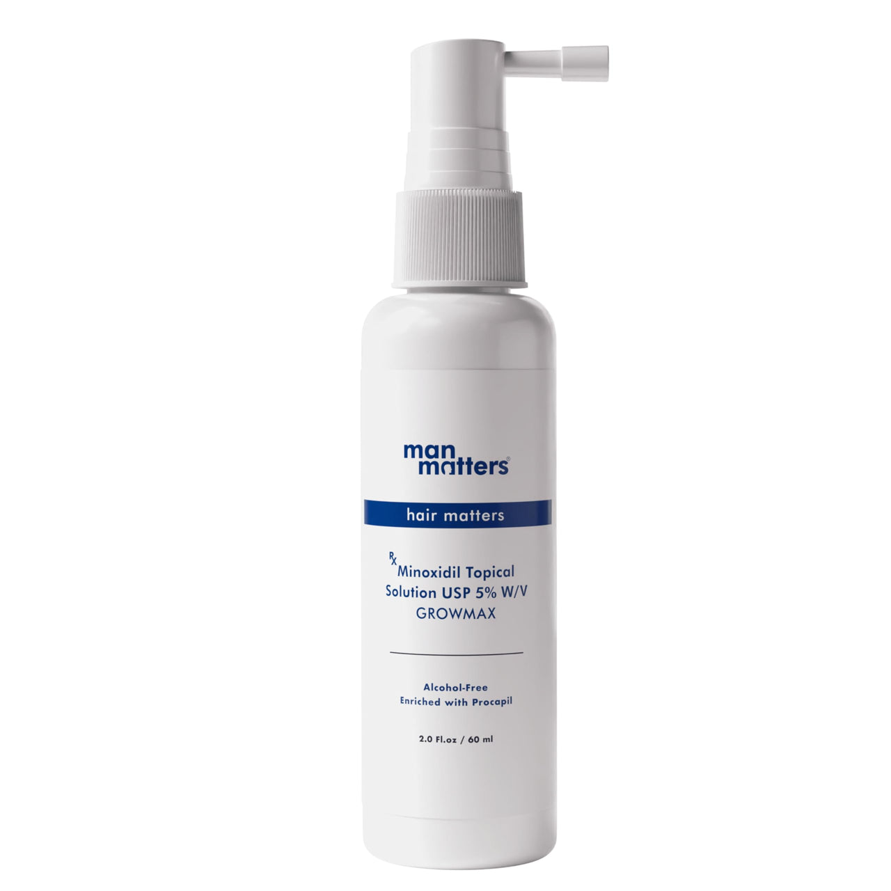 Man Matters Minoxidil 5% with Procapil Solution Serum I Prevent Hair Loss, Thinning I Revitalise Hair and Beard Regrowth I Alcohol Free, Non-Sticky, Unscented I Extra Strength I 60 ml