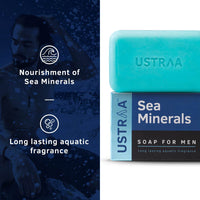 Ustraa Deo Soap For Men With Sea Minerals - 6 x 100 GM (Pack of 6) | Fresh Aquatic Fragrance | Deodorizing Soap With Sea Minerals | Rich & Intense Foam | For all skin types