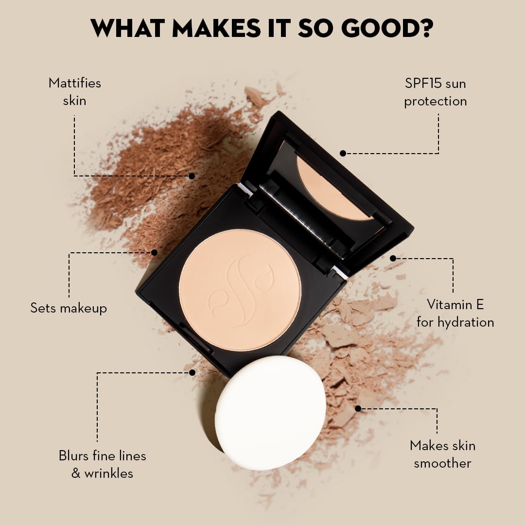 SUGAR Cosmetics Dream Cover Matte Compact Powder With SPF 15 & Vitamin E | Pressed Setting Powder | Blurs Pores | 6gm - 15 Cappuccino