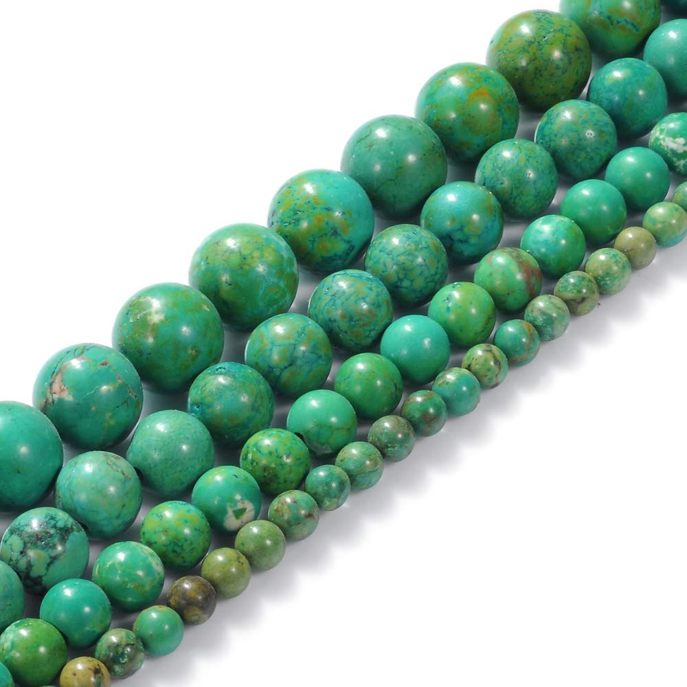 Natural Stone Beads 8mm Green Turquoise Gemstone Round Loose Beads Crystal Energy Stone Healing Power for Jewelry Making DIY,1 Strand 15"