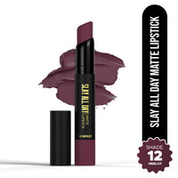 Hilary Rhoda Slay All Day Matte Lipstick | Transfer-proof & Smudge-proof | Long-Lasting & Premium Creamy Lipstick | Waterproof & Vibrant Colour lipstick | 2.6g (Merlot - Shade 12)