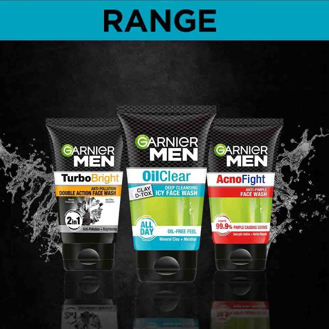 Garnier Men Oil Clear Clay D-Tox Deep Cleansing Icy Face Wash, 50gm