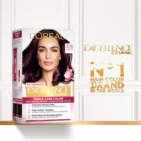 L'Oréal Paris Permanent Hair Colour, Radiant At-Home Hair Colour with up to 100% Grey Coverage, Pro-Keratin, Up to 8 Weeks of Colour, Excellence Crème, 3.16 Burgundy, 72ml+100g (Pack of 2)