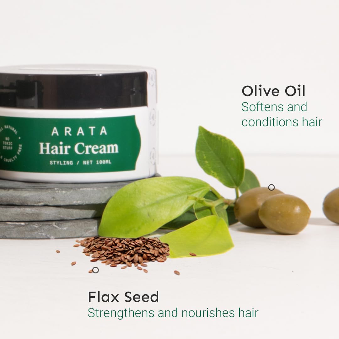 Arata Styling Hair Cream (100 GM) | For All Hair Types | Boosts Moisture | Reduces Frizz & Tames Flyaways | Adds Soft Hold and Control