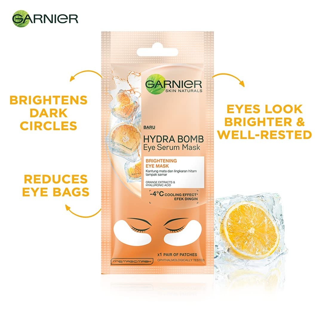 Garnier Skin Naturals, Micellar Cleansing Water, 125ml & Garnier Hydra Bomb Eye Serum Mask, Orange, 6 g