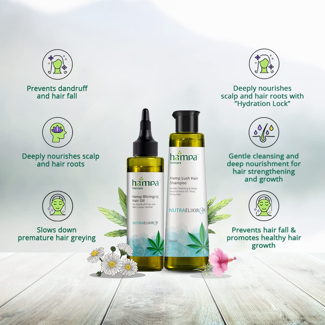 Hampa Bhringraj Hair Oil 100Ml+ Nutraelixir Shampoo 200Ml | No Toxins