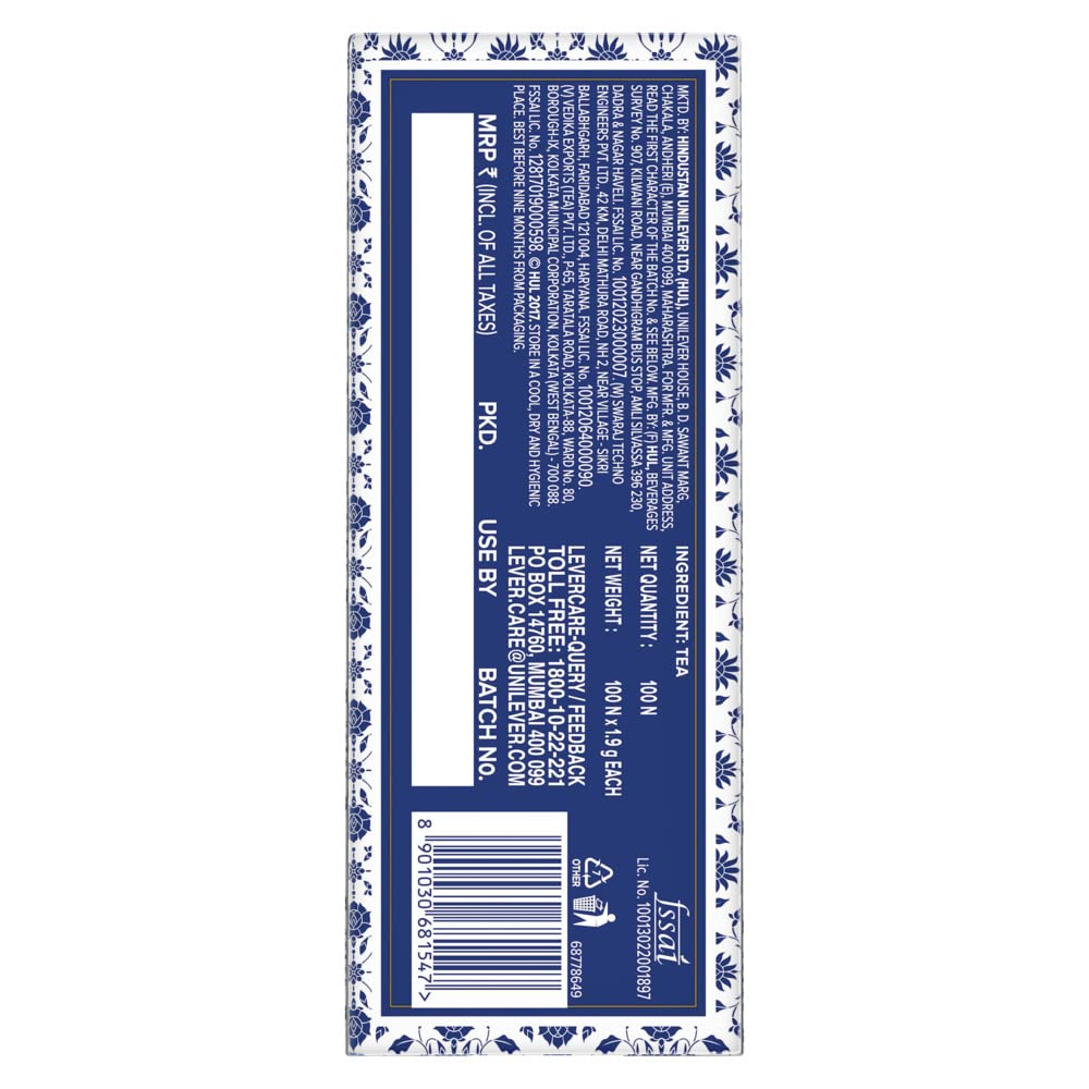 Taj Mahal Tea Bags 100 pcs, Rich and Flavourful Chai - Premium Blend of Powdered Fresh Loose Tea Leaves Flavour : orange