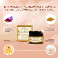 Herbs & Greens Kumkumadi Vitamin C Ceramide Complex with 24K Gold | Anti Aging Skin Brightening Moisturizer for Glow | Natural Face Cream for Woman & Men | Barrier Repair & Radiance Booster | All Skin Types | Day & Night | 50 gm