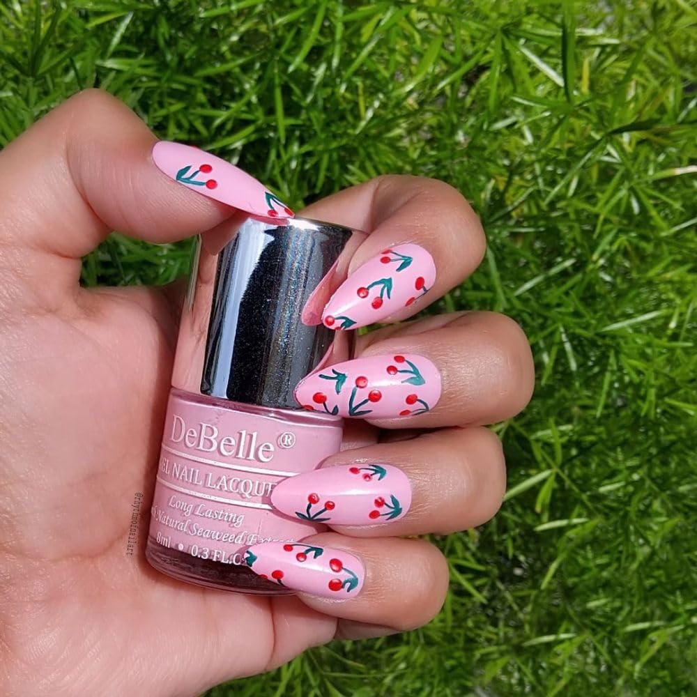 Debelle Gel Nail Polish Cherry Macaron (Powder Pink Nail Paint)|Non Uv - Glossy Finish |Chip Resistant | Seaweed Enriched Formula| Long Lasting|Cruelty And Toxic Free| 8Ml