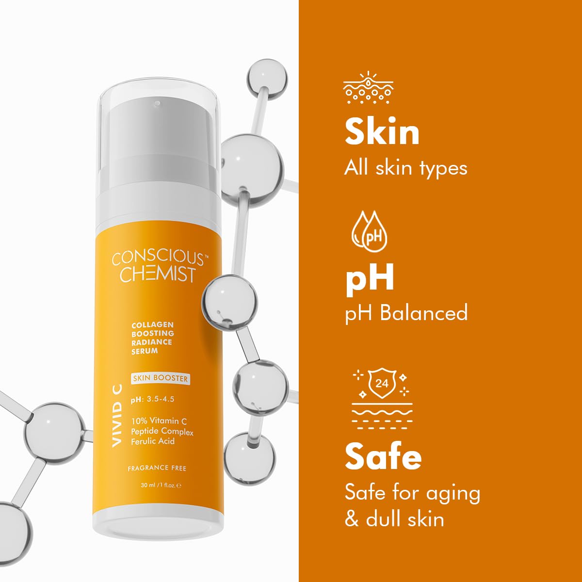 Conscious Chemist™ Vitamin C Face Cream SPF30 & 10% Vitamin C Face Serum (Advanced) With Ferulic Acid For Glowing Skin | Anti Aging, Skin Repair, Dark Circles, Fine Lines | All Skin Types | Pack Of 2
