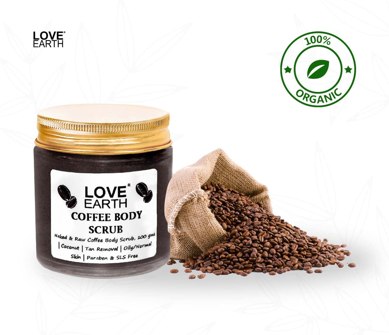 Love Earth Coffee Body Scrub With Organic Shea Butter & Vitamin E For Skin Moisturization & Tan Removal For Soft-Smooth Skin | Bathing Scrub with Coconut Oil | All Skin Types 100gm