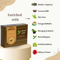 Earthy Sapo Reetha Shampoo Bar for Dry Hair (100g, Pack of 3) | Handmade Ayurvedic Hair Care | Vegan, Chemical-Free, Eco-Friendly | Reetha & Coconut Milk for Nourished Hair