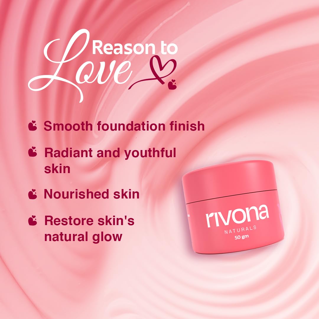 Rivona Naturals Bright Pink Face Cream | Long-Lasting Hydration | Light make up look | Vegan | Niacinamide & Mulberry Extracts| Tinted moisturiser | 50 gm (Warm Beige, 50 g (Pack of 1))