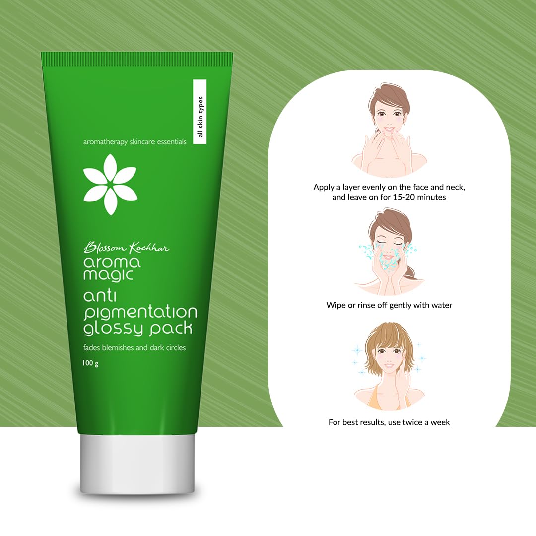 Aroma Magic Anti Pigmentation Glossy Face Pack| 5 powerful natural extracts |Fade Pigmentation,Blemishes & Dark circles |Radiant & Natural Glow |for Men & Women |All Skin Types|100gm Pack of 1