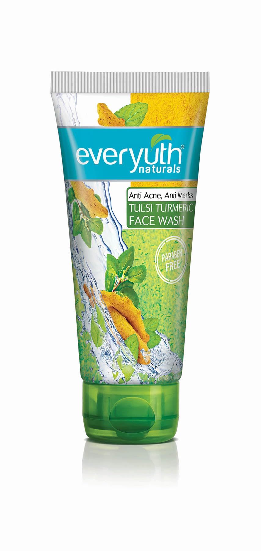 Everyuth Naturals Anti Acne, Anti Marks Tulsi Turmeric Face Wash|Gentle Exfoliation & Blemish Control|Paraben free|For Oily, Dry, Normal, Combination & Sensitive Skin|100% Soap Free - 150 g