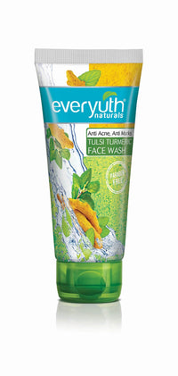 Everyuth Naturals Anti Acne, Anti Marks Tulsi Turmeric Face Wash|Gentle Exfoliation & Blemish Control|Paraben free|For Oily, Dry, Normal, Combination & Sensitive Skin|100% Soap Free - 150 g