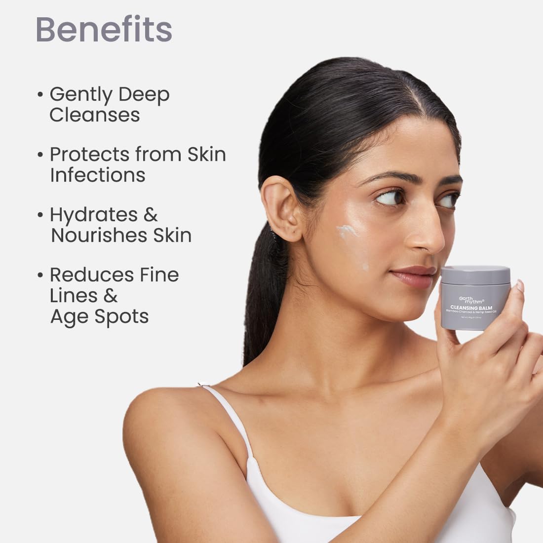 Earth Rhythm Deep Pore Charcoal Cleansing Balm | Cleanse Makeup, Removes Excess Oil & Dirt, Detoxifies & Clear Pores | For All Skin Type | Men & Women – 40g