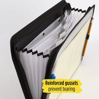 Five Star 7 Pocket Expanding File Organizer, Plastic Expandable File Folders with Customizable Tabs & Clear Cover, Holds 11