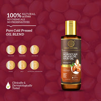 Khadi Natural Moroccan Argan Hair Oil | Hair Oil for Frizzy & Unmanageable Hair | Oil that helps hair regain its shine| Suitable for All Hair Types | Powered Botanics|200ml