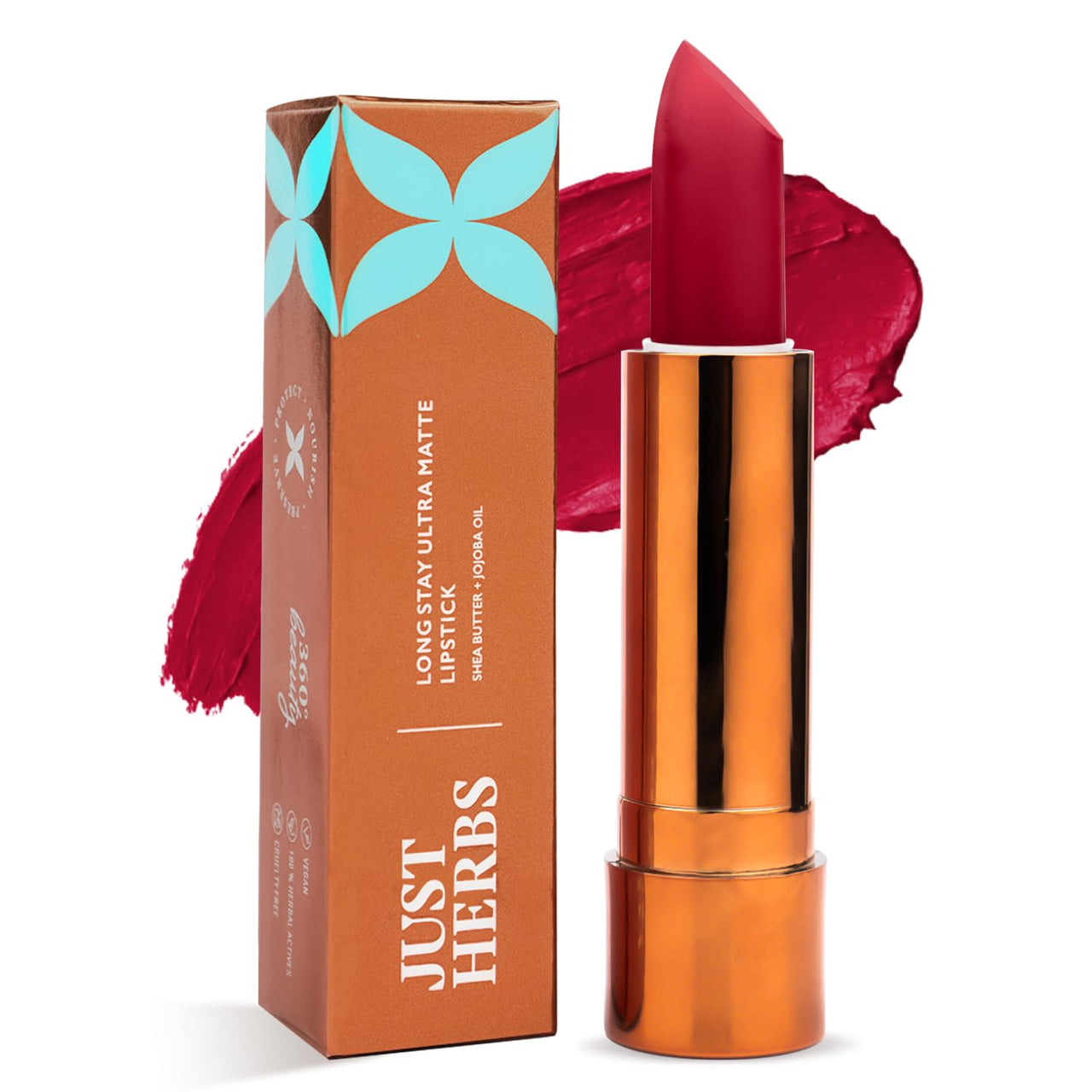 Just Herbs Ultra Matte Bullet Lipstick Nourishing Non Drying and Long Stay Lipsticks for Women 4 g (Sultry Scarlet)