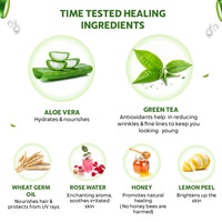 INDUS VALLEY Bio Organic Pure Multipurpose Aloe Vera Gel With Green Tea Extract For Face, Body & Hair,For Glowing & Soothing Skin, Anti-Ageing & Acne, Suitable to All Skin Type - 50ml