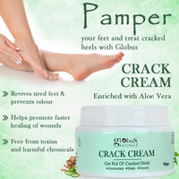 Globus Naturals Crack Cream For Dry Cracked Heels & Feet | Enriched With Aloevera | Neem | Anantmool 50g (Pack of 2)