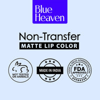 Blue Heaven Non Transfer Lip Color | Liquid lipstick Waterproof & Smudge Proof | Intense Pigment | Long-Lasting upto 8hr | Matte Finish with Hydrating Formula | 401 | 3GM