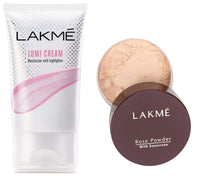 Lakmé Lumi Cream,Moisturizer with highlighter, Enriched with Niacinamide for all skin type,30 gm & Lakmé Rose Face Powder, Soft Pink, 40g