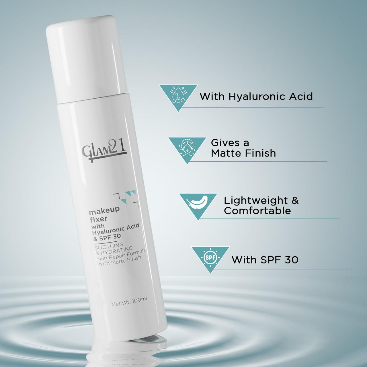 Glam21 Make-up Fixer Spray - Keeps Makeup Intact with a Sparkly Texture | Lightweight & Long-lasting with Hyaluronic Acid & SPF 30 | Flawless Look | Dermatologically Tested