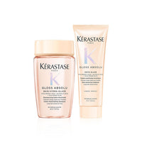 Kérastase Gloss Absolu Anti-Frizz Shampoo & Conditioner Travel-Size Combo For Bouncy, Glossy Hair | Fine To Medium Hair | 4-Days Anti-Frizz | With Hyaluronic & Glycolic Acid, Wild Rose-In-Oil