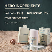 AQUAVE SPF 50 PA++++ Serum Sunscreen (30ml) 5% Niacinamide & 3% Sea Boost Superlight Marine-Based | 1% Hyaluronic Acid & 5% Aloe Vera | No White Cast | For All Skin Types (Oily, Dry, Acne-Prone) | Men & Women | Pocket Sunscreen