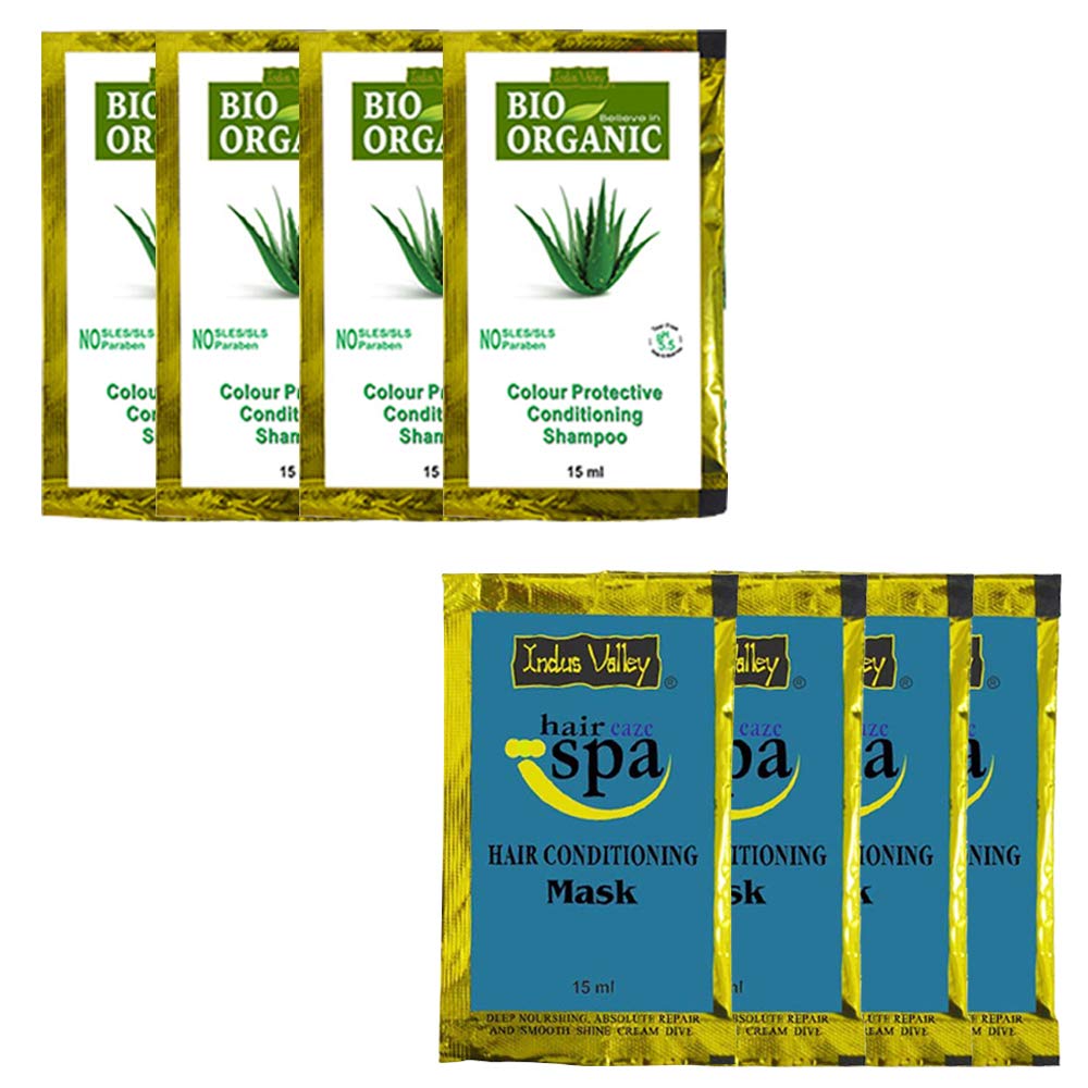 INDUS VALLEY Hair Eaze Spa 4 Sachets and CP Shampoo 4 Sachets Hair Care Combo (120 ml)