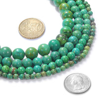 Natural Stone Beads 8mm Green Turquoise Gemstone Round Loose Beads Crystal Energy Stone Healing Power for Jewelry Making DIY,1 Strand 15
