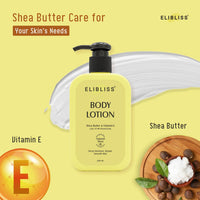 Elibliss 24 Hour Moisturizing Body Lotion | Enriched with Shea Butter & Vitamin E for Skin Barrier Repair, Dry Skin Relief, Soft Smooth Glowing Skin, Non Sticky Everyday Use Lotion 250ml x 2