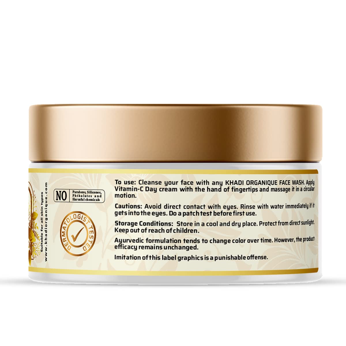 Khadi Organique Vitamin C Day Cream with SPF 30 for Skin Brightening | Sunscreen for Oily Skin & Dry Skin | Daily Use Cream for Women & Men - 50gm