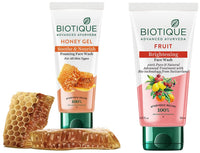 Biotique Bio Honey Gel Refreshing Foaming Face Wash for All Skin Types, 100ml and Biotique Bio White Advanced Fairness Face Wash, 150ml