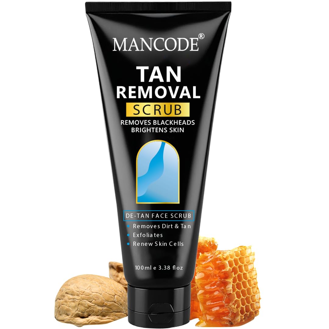 MANCODE DeTan Scrub – Tan Removes Blackheads | Brightens Skin | De-Tan Face Scrub | Exfoliates & Renews Skin Cells- 100ml