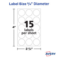 Avery Multi-Use Removable Labels, 3/4 Inch Round Stickers, White, Non-Printable, 315 Blank Labels Total (6738)