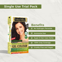 INDUS VALLEY Damage Free Natural Gel Hair Colour for Women | Ammonia & PPD Free Organic Hair Colour with 100% Grey Coverage, Long Lasting Hair Color Trial Pack | Dark Brown (Pack of 2)
