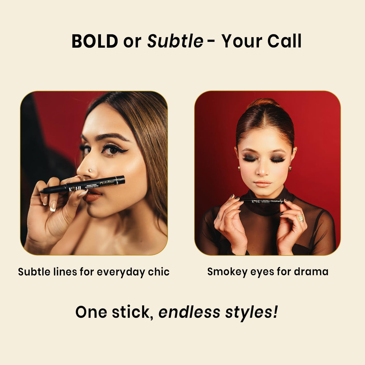OCEGLOW-Powerful Marine Extracts Smoky Drama Black Matte Kajal Pencil For Women | 24Hr Long-Lasting Kajal Pencil | Versatile, Water-Proof And Smudge-Proof| - 1.8Gm