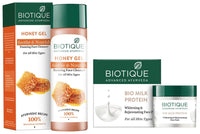 Biotique Bio Honey Gel Refreshing Foaming Face Cleanser, 120ml And Biotique Bio Milk Protein Whitening & Rejuvenating Face Pack For All Skin Types, 50G