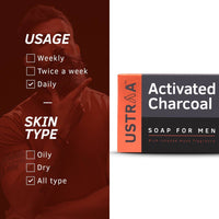 Ustraa Deo Soap For Men With Activated Charcoal, 8 x 100 G (Pack Of 8) | With Activated Charcoal | Rich Intense Musk Fragrance | Powerful fragrance | Rich & Intense Foam