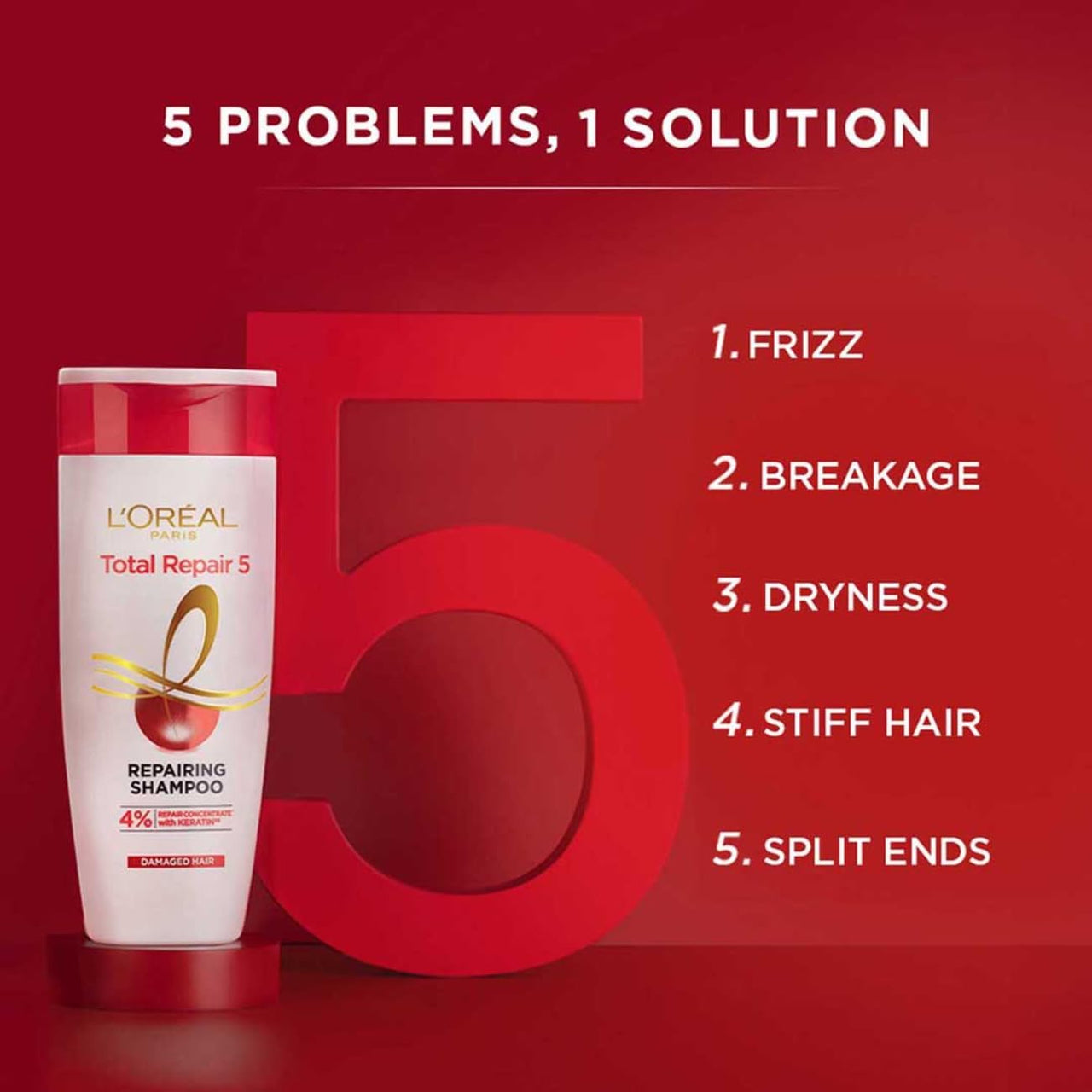 L Oréal Paris, For Damaged and Weak Hair, With Pro-Keratin + Ceramide, Total Repair 5,Shampoo 340ml + Conditioner 71.5ml (2 Item In Set)